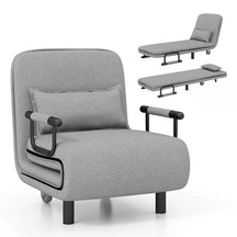 3-in-1 Convertible Sofa Bed, Folding Sleeper Chair with 5-Position Adjustable Backrest, Pillow, Hidden Legs & Wheels for Living Room Office