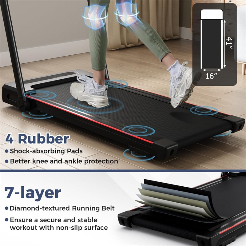 3-in-1 Folding Treadmill with Desk, 2.5HP Portable Under Desk Walking Pad with Large LED Display, Speakers & Remote for Home Office Gym