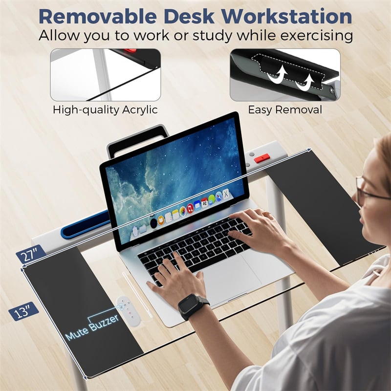 3-in-1 Folding Treadmill with Desk, 2.5HP Portable Under Desk Walking Pad with Large LED Display, Speakers & Remote for Home Office Gym