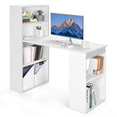 48" Computer Desk with 6-Tier Storage Shelves, 3-in-1 Reversible Writing Desk w/ Bookshelf & CPU Stand, Space-Saving Home Office Workstation