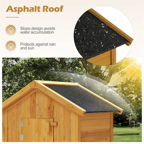 70" Tall Wooden Outdoor Shed Waterproof Garden Tool Storage Cabinet with Lockable Doors & Foldable Table