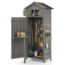 70" Tall Wooden Outdoor Shed Waterproof Garden Tool Storage Cabinet with Lockable Doors & Foldable Table