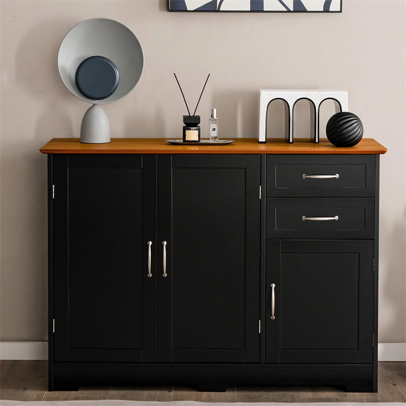 Buffet Storage Cabinet with 3 Doors, 2 Drawers & Adjustable Shelf, Farmhouse Sideboard Console Table for Kitchen, Dining Room & Coffee Bar