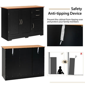 Buffet Storage Cabinet with 3 Doors, 2 Drawers & Adjustable Shelf, Farmhouse Sideboard Console Table for Kitchen, Dining Room & Coffee Bar