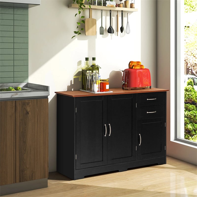 Buffet Storage Cabinet with 3 Doors, 2 Drawers & Adjustable Shelf, Farmhouse Sideboard Console Table for Kitchen, Dining Room & Coffee Bar