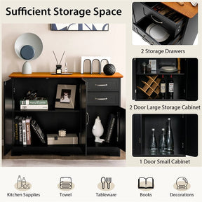 Buffet Storage Cabinet with 3 Doors, 2 Drawers & Adjustable Shelf, Farmhouse Sideboard Console Table for Kitchen, Dining Room & Coffee Bar