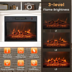 58" Electric Fireplace TV Stand for 65" TVs, Media Console with 23" Heater, Remote, Adjustable 3-Level Flame & Storage Cabinet, CSA Certified