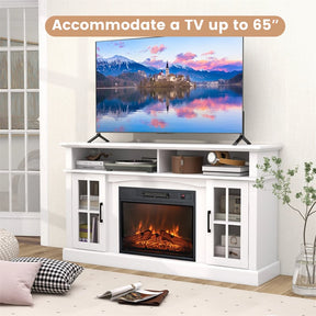 58" Electric Fireplace TV Stand for 65" TVs, Media Console with 23" Heater, Remote, Adjustable 3-Level Flame & Storage Cabinet, CSA Certified
