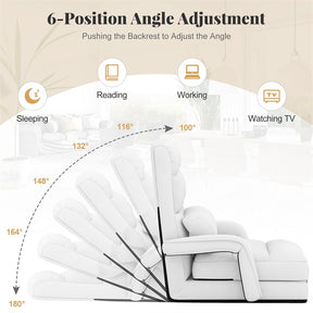 Foldable Floor Chair Recliner, Single Lazy Sofa with Ergonomic Armrest, Adjustable 5 Backrest Positions & Detachable Mat