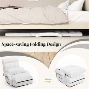 Foldable Floor Chair Recliner, Single Lazy Sofa with Ergonomic Armrest, Adjustable 5 Backrest Positions & Detachable Mat
