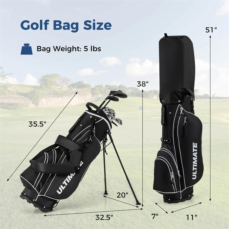 Men's Left-Handed Complete Golf Clubs Set, 10 Pieces Golf Club Package Set with 460CC Driver, Fairway Wood, Putter & Lightweight Stand Bag