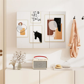 34.5" Wide Mirrored Medicine Cabinet with 3 Doors & Adjustable Shelf, Large Wall Mounted/Recessed Bathroom Storage Cabinet Organizer