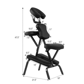 Portable Lightweight Massage Chair, PU Leather Tattoo Spa Chair with Thickened Sponge & Carrying Bag, Folding Travel Chair for Massage Therapy