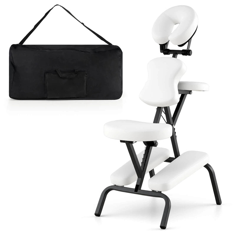 Portable Lightweight Massage Chair, PU Leather Tattoo Spa Chair with Thickened Sponge & Carrying Bag, Folding Travel Chair for Massage Therapy