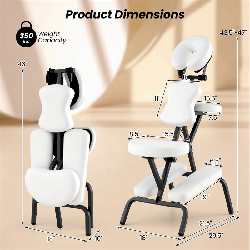 Portable Lightweight Massage Chair, PU Leather Tattoo Spa Chair with Thickened Sponge & Carrying Bag, Folding Travel Chair for Massage Therapy