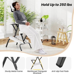 Portable Lightweight Massage Chair, PU Leather Tattoo Spa Chair with Thickened Sponge & Carrying Bag, Folding Travel Chair for Massage Therapy
