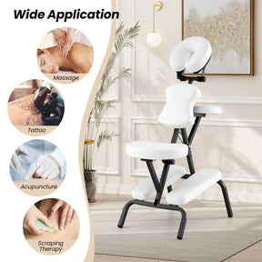 Portable Lightweight Massage Chair, PU Leather Tattoo Spa Chair with Thickened Sponge & Carrying Bag, Folding Travel Chair for Massage Therapy