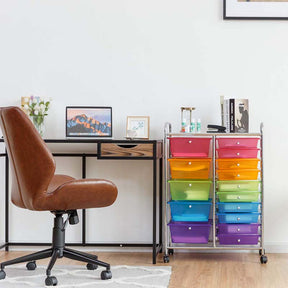 15-Drawer Storage Drawer Cart Tools Scrapbook Paper Organizer Cart Office School Utility Cart Rolling Storage Cart with Wheels
