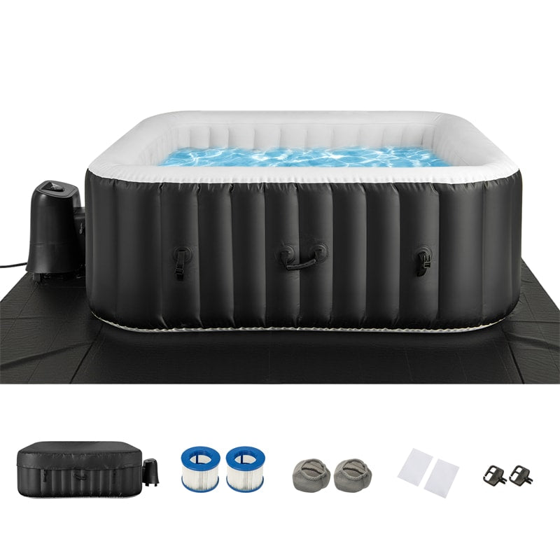 2-6 Person Inflatable Hot Tub with 110/130 Air Jets, Heater Pump & Insulated Cover, Portable Outdoor Blow-Up Spa for Backyard