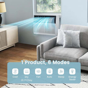 10000 BTU Ultra Quiet Window Air Conditioner U-Shaped Window AC Units Over the Sill AC Units with Energy Saver Modes