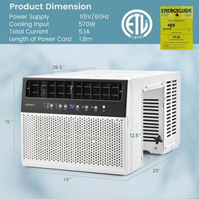 10000 BTU Ultra Quiet Window Air Conditioner U-Shaped Window AC Units Over the Sill AC Units with Energy Saver Modes