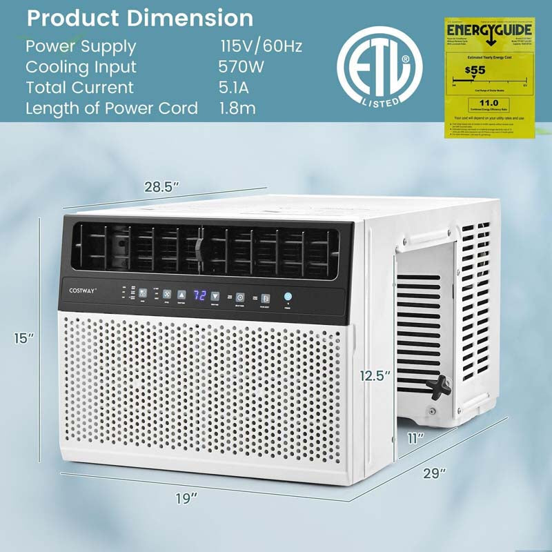 10000 BTU Ultra Quiet Window Air Conditioner U-Shaped Window AC Units Over the Sill AC Units with Energy Saver Modes