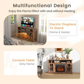 58" Electric Fireplace TV Stand for 65" TVs, Media Console with 23" Heater, Remote, Adjustable 3-Level Flame & Storage Cabinet, CSA Certified