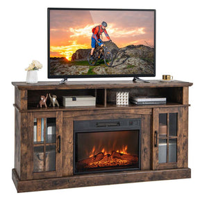 58" Electric Fireplace TV Stand for 65" TVs, Media Console with 23" Heater, Remote, Adjustable 3-Level Flame & Storage Cabinet, CSA Certified