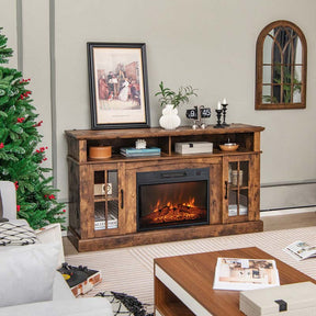 58" Electric Fireplace TV Stand for 65" TVs, Media Console with 23" Heater, Remote, Adjustable 3-Level Flame & Storage Cabinet, CSA Certified
