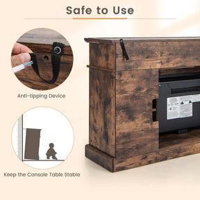58" Electric Fireplace TV Stand for 65" TVs, Media Console with 23" Heater, Remote, Adjustable 3-Level Flame & Storage Cabinet, CSA Certified