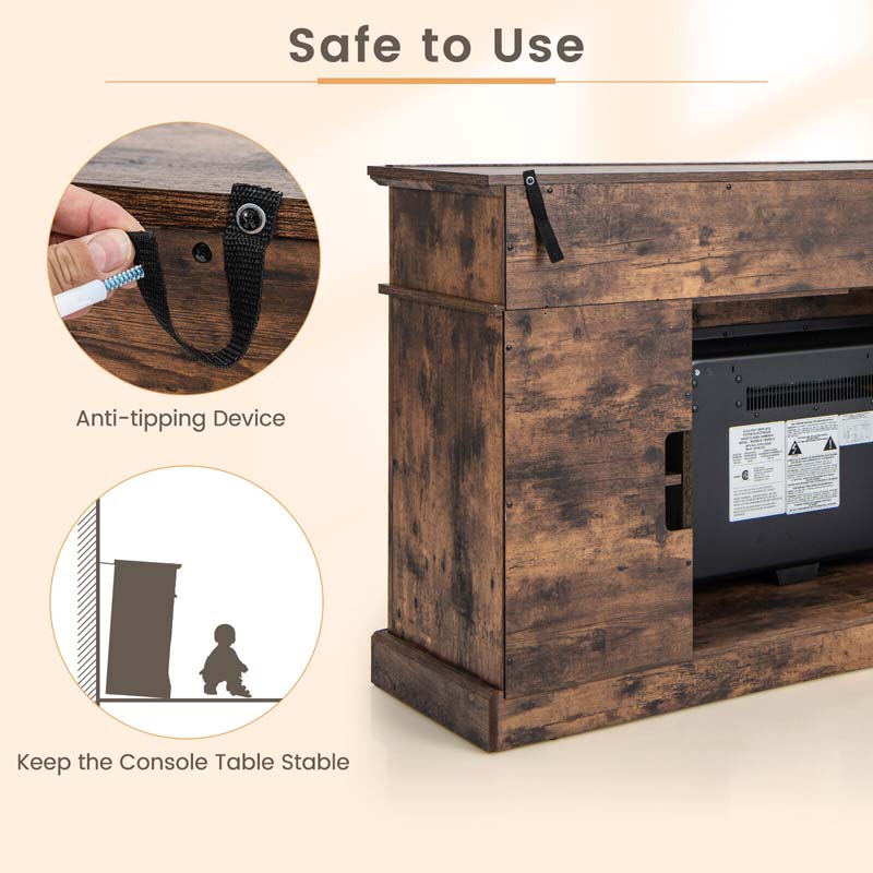 58" Electric Fireplace TV Stand for 65" TVs, Media Console with 23" Heater, Remote, Adjustable 3-Level Flame & Storage Cabinet, CSA Certified