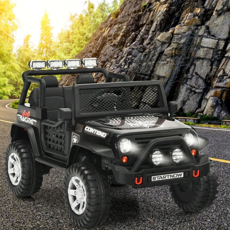12V 2-Seater Kids Ride On Truck Electric Jeep Car with Remote Control, Spring Suspension, Rocking Function, LED Lights & Bluetooth Music