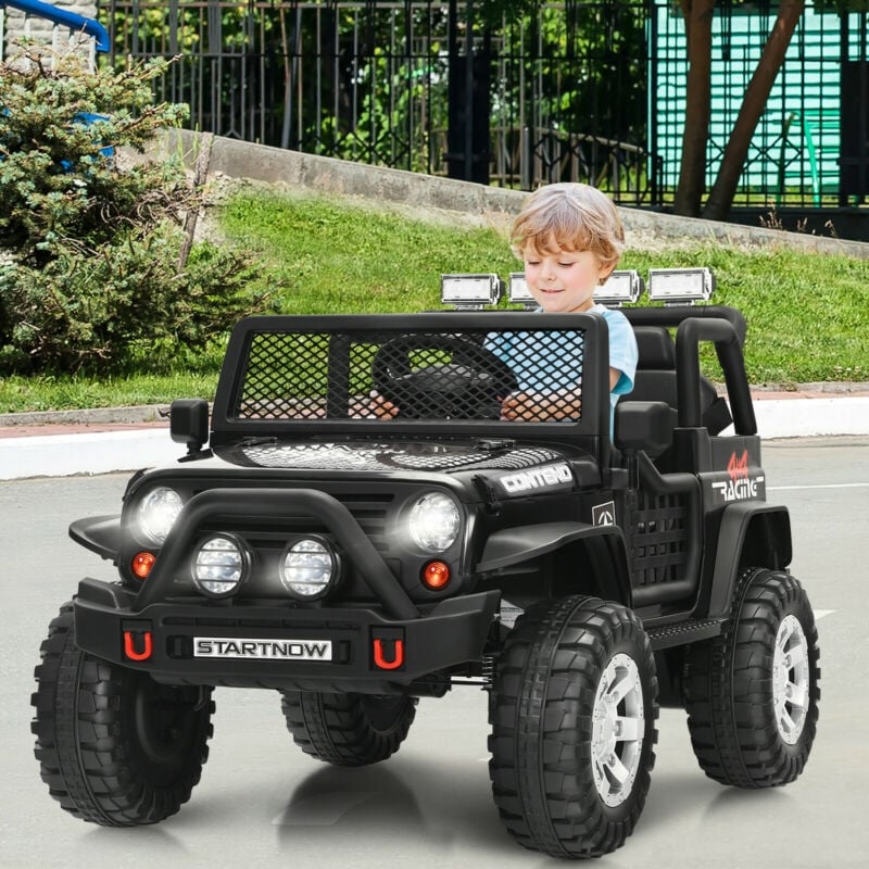 12V 2-Seater Kids Ride On Truck Electric Jeep Car with Remote Control, Spring Suspension, Rocking Function, LED Lights & Bluetooth Music