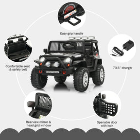 12V 2-Seater Kids Ride On Truck Electric Jeep Car with Remote Control, Spring Suspension, Rocking Function, LED Lights & Bluetooth Music