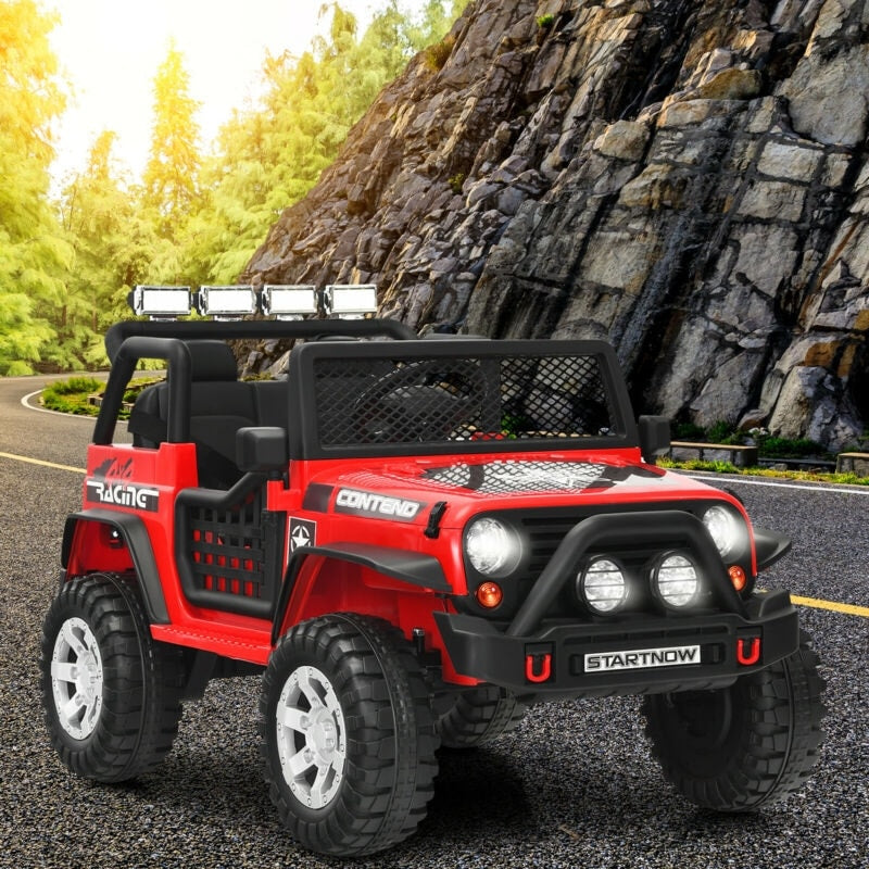 12V 2-Seater Kids Ride On Truck Electric Jeep Car with Remote Control, Spring Suspension, Rocking Function, LED Lights & Bluetooth Music