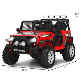 12V 2-Seater Kids Ride On Truck Electric Jeep Car with Remote Control, Spring Suspension, Rocking Function, LED Lights & Bluetooth Music