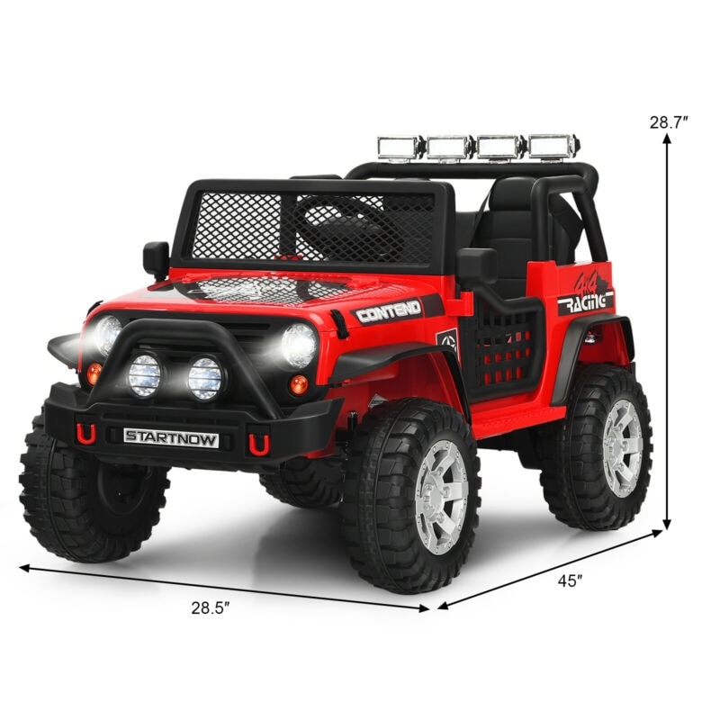 12V 2-Seater Kids Ride On Truck Electric Jeep Car with Remote Control, Spring Suspension, Rocking Function, LED Lights & Bluetooth Music