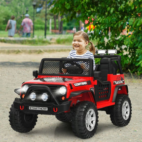 12V 2-Seater Kids Ride On Truck Electric Jeep Car with Remote Control, Spring Suspension, Rocking Function, LED Lights & Bluetooth Music
