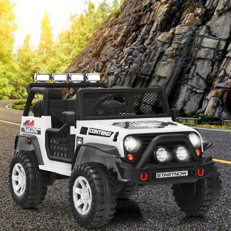 12V 2-Seater Kids Ride On Truck Electric Jeep Car with Remote Control, Spring Suspension, Rocking Function, LED Lights & Bluetooth Music