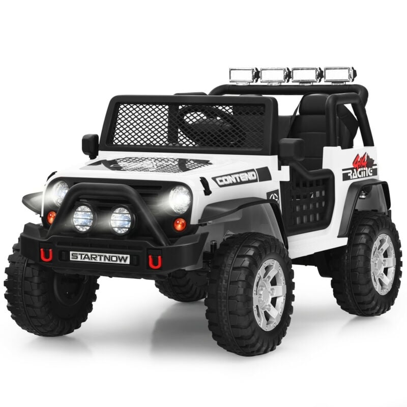 12V 2-Seater Kids Ride On Truck Electric Jeep Car with Remote Control, Spring Suspension, Rocking Function, LED Lights & Bluetooth Music