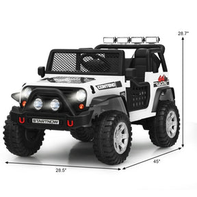 12V 2-Seater Kids Ride On Truck Electric Jeep Car with Remote Control, Spring Suspension, Rocking Function, LED Lights & Bluetooth Music