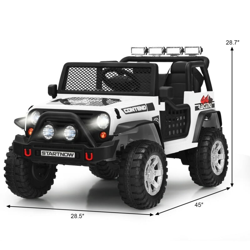 12V 2-Seater Kids Ride On Truck Electric Jeep Car with Remote Control, Spring Suspension, Rocking Function, LED Lights & Bluetooth Music