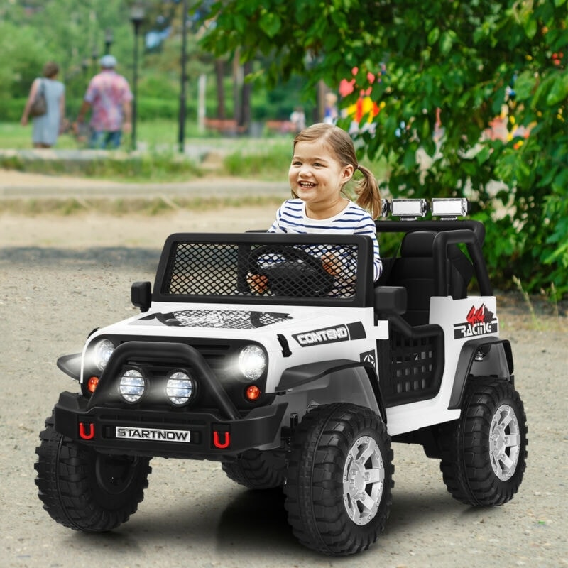 12V 2-Seater Kids Ride On Truck Electric Jeep Car with Remote Control, Spring Suspension, Rocking Function, LED Lights & Bluetooth Music