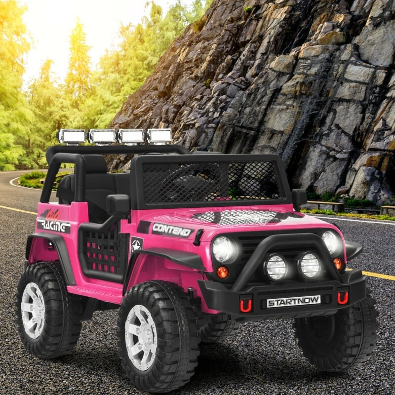 12V 2-Seater Kids Ride On Truck Electric Jeep Car with Remote Control, Spring Suspension, Rocking Function, LED Lights & Bluetooth Music