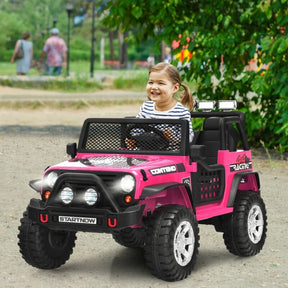 12V 2-Seater Kids Ride On Truck Electric Jeep Car with Remote Control, Spring Suspension, Rocking Function, LED Lights & Bluetooth Music