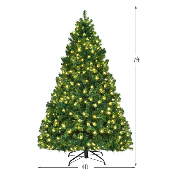 7.5 FT Green Pre-Lit Artificial Christmas Tree with 400 Warm White LED Lights & 1346 Hinged Branch Tips