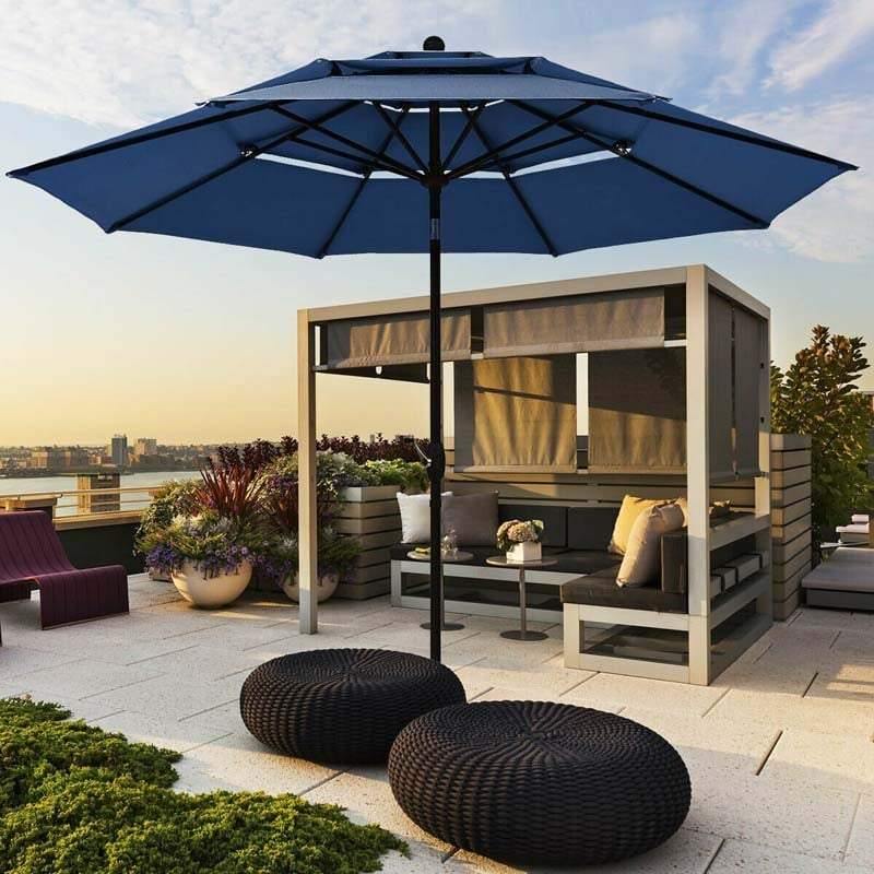 10FT 3 Tier Patio Market Umbrella with Crank & Easy Tilt, Double Vented Outdoor Table Umbrella for Backyard, Poolside, Deck,