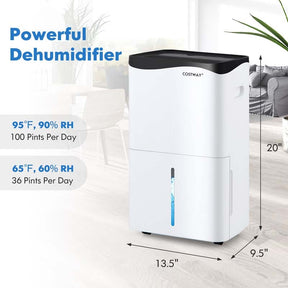 5500 Sq. Ft 100 Pints Portable Dehumidifier for Basements & Home with Smart App & Alexa Voice Control