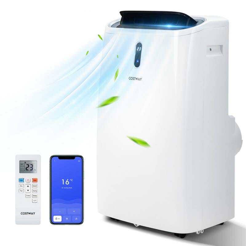 12000 BTU 4-in-1 Portable Air Conditioner with Heat Cool Fan Dry & Sleep Modes, WiFi & Alexa Control AC Unit for Rooms Up to 450 Sq.ft