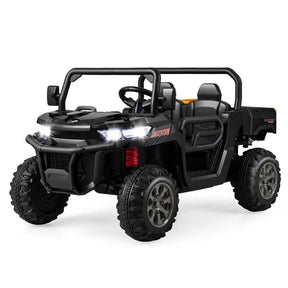 12V 2-Seater Kids Ride On Dump Truck, Off-Road Electric UTV Ride On Car with Remote Control, Power Dump Bed & Shovel, Battery Powered Gift Toy